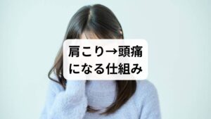 首〜肩の筋緊張が持続すると血流障害や後頭部神経の圧迫を招き、緊張型頭痛や関連痛として頭痛が生じます。急な激痛や意識障害、持続する嘔吐がある場合は直ちに医療機関受診が必要です。