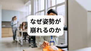 姿勢不良は単なる「猫背」だけでなく、筋力低下（体幹・肩甲帯）、柔軟性低下（胸郭・股関節）、習慣的な座位姿勢、視線や作業環境、ストレスによる筋緊張、自律神経の乱れなど複合要因で生じます。まずは日常の動作（座る・立つ・歩く）を観察し、どの場面で不調が出るかを記録することが重要です。臨床では、患者自身が「いつ・どこで」不調を感じるかをメモするだけで、改善プランの精度が大きく上がります。